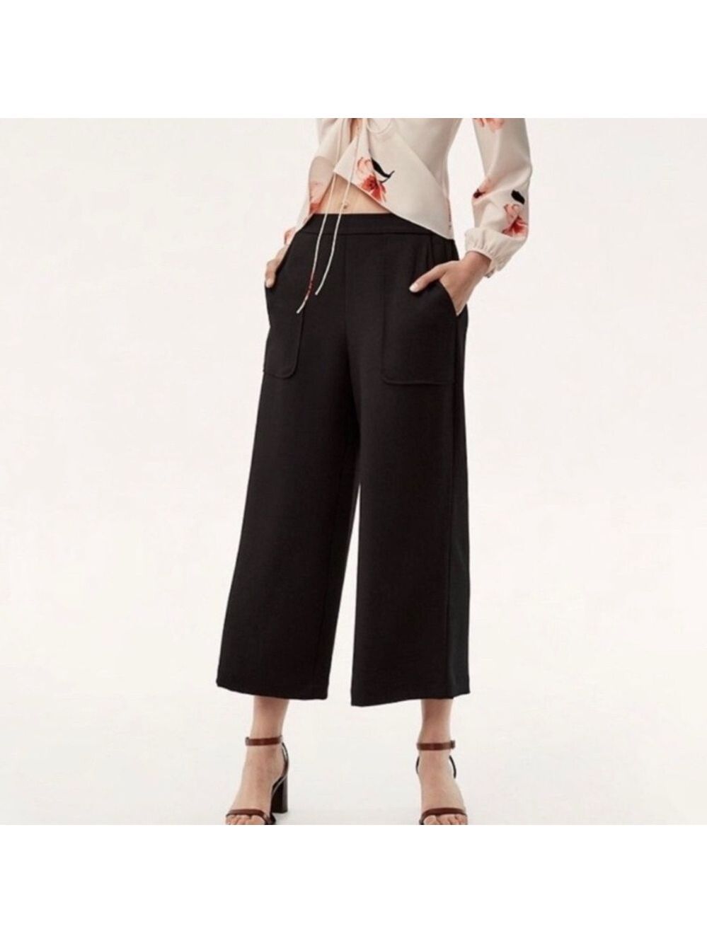 Aritzia Elegant Black Wide-Leg Pants.